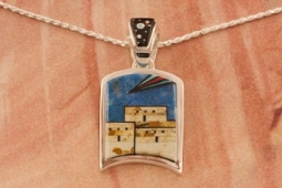 Calvin Begay Pueblo Design Sterling Silver Navajo  Pendant